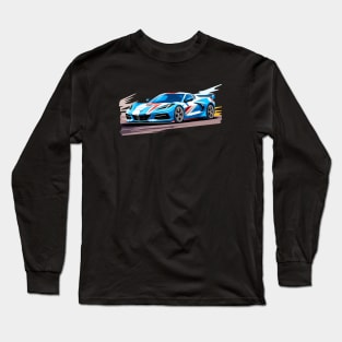 Raid Blue C8 Corvette racecar on a race track Supercar Sports car Racing car Long Sleeve T-Shirt